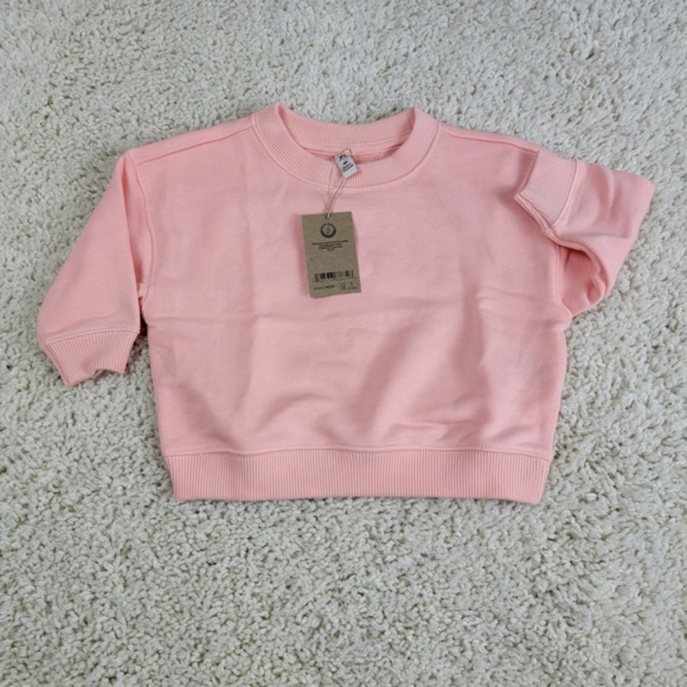 Baby Girl Organic Cotton Pink Crewneck Sweatshirt 9M
